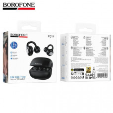 Гарнитура Bluetooth BOROFONE FQ14 Black с открытой конструкцией (клипса). Емкость аккумулятора кейса 300 мАч, наушников 40 мАч. Время работы 7 ч. Переключение ведущего и ведомого наушника, управление треками и вызов голосового помощника.