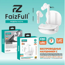 Гарнитура вакуумная Bluetooth FaizFull FAIZ 96 White. BT 5.4+EDR, диапазон 15м, время разговора/прослушивания 7ч, емкость батареи наушников: 40мАч. Емкость батареи кейса: 360мАч.