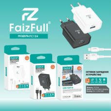 СЗУ-USB Lightning FaizFull FC124 1м, 2.4A, White