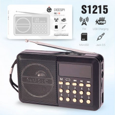 Радиоприемник портативный deespi RE-15 FM88-108Mhz/AUX/USB/TF. Питание от 5BLC, кабель miniUSB