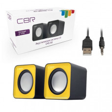 Активная колонка 2.0 CBR CMS 90 Yellow, USB, 2х3 Вт (6 Вт RMS), пластик, 3.5 мм линейный стереовход, регул. громк., кабель 1 м, диаметр динамиков 45мм.