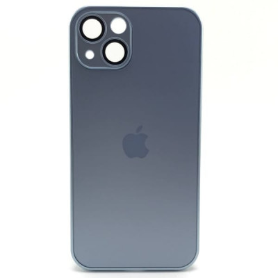 Чехол стеклянный iP 13 AG-Glass Silicone Case с защитой камеры, цвет Far peak Blue