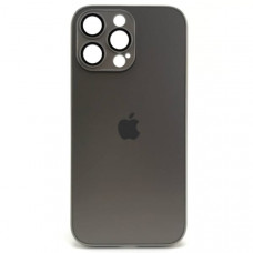 Чехол стеклянный iP 16 Pro Max AG-Glass Silicone Case с защитой камеры, цвет Titanium