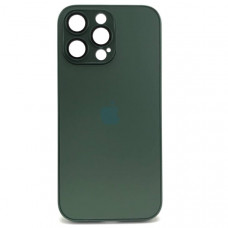 Чехол стеклянный iP 16 Pro Max AG-Glass Silicone Case с защитой камеры, цвет Dark Green