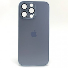 Чехол стеклянный iP 16 Pro Max AG-Glass Silicone Case с защитой камеры, цвет Far peak Blue