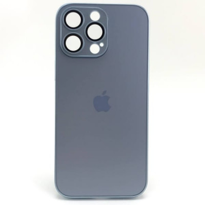 Чехол стеклянный iP 16 Pro Max AG-Glass Silicone Case с защитой камеры, цвет Far peak Blue