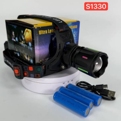 Фонарь налобный FA-CT012-3Q PM10-TG (3 режима, ZOOM, АКБ 3х18650, кабель Type-C)
