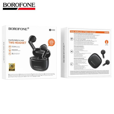 Гарнитура вкладыши Bluetooth Borofone BW88 Black. Емкость аккумулятора: кейса 300mAh; гарнитуры 25mAh. Время пользования: 3.5 часа.