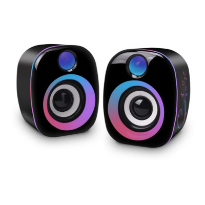 Активная колонка 2.0 SmartBuy RHAPSODY. Мощность 2х3Вт. Динамики 2х50мм. RGB-подсветка, USB 5В/1A, регулирование громкости. Длина кабеля 1,5 м. Чувствительность 75дБ.