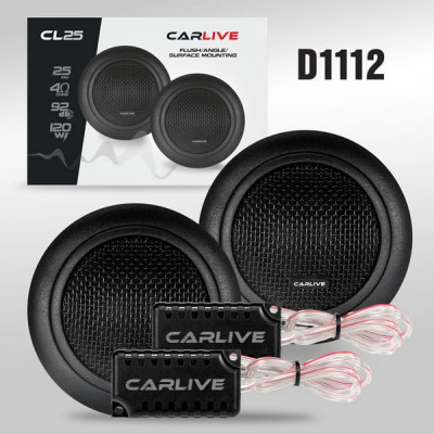 Акустическая система автомобильная CarLive CL-25 пищалки. 25мм. Максимальная мощность 120Вт. Импеданс 4 Ом. Диапазон частоты: 2000-22000Гц. Чувствительность 92 Дб.