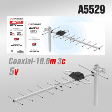 Антенна наружная Live-Power ANT12 для цифрового ТВ с усилителем. 10dBi, 75 oHMs, UHF 470-862 MHz, кабель 10м 3C-2V.