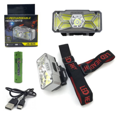 Фонарь налобный Lightess JS-927 (5 режимов (3+2) белый/красный свет, АКБ 1х18650 8800mAh, кабель Тyре-С)