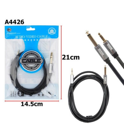 Кабель Аудио 3,5 Jack-6,35 Jack Live-Power Premium H112 1,8м, Black, ПВХ, папа-папа