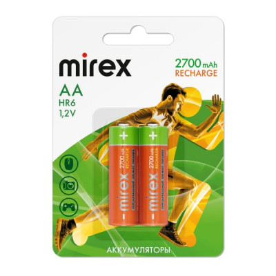 Аккумулятор Mirex HR6 (2700mAh 1,2V) BL-2, ecopack (2/20/100)