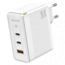 СЗУ-USB-2USB-C WALKER WH-47 GaN, 3.25А, 100Вт, поддержка QC+PD, White. USB 18+USB-C 35W+USB-C 65W