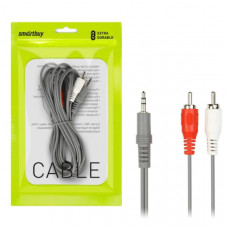 Кабель Аудио-Видео 3,5 Jack(папа) - 2RCA(папа) Smartbuy KA-311-300, 1,8 м, серый