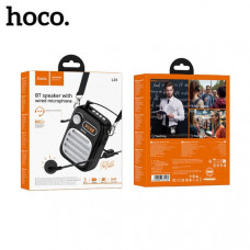 Громковоритель с микрофоном HOCO L23 Black. Микрофон диаметром 10 мм. Громкоговоритель: 76 мм; мощность: 5 Вт. Bluetooth 5.4. Емкость аккумулятора: 1200mAh. Время зарядки: 2 часа. Время работы: примерно 4-5 часов. Поддерживает усиление проводного микрофон