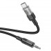 Аудио переходник Type-C(папа)-Jack3,5(папа) Hoco UPA27 1.2м, Black
