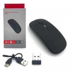 Мышь беспроводная Len W10 Black. Ультратонкий. Кабель для зарядки Type-C в к-те. Bluetooth, 2.4ГГц. 4кн. Передача до 10м. Совместимость Chrome OS, Windows, Mac OS 10.