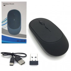 Мышь беспроводная WM Black. Кабель для зарядки Type-C в к-те. Бесшумная. Bluetooth, 2.4ГГц, дальность передачи 8-10м. DPI 800/1200/1600. Оптическая технология красного цвета, точное позиционирование.