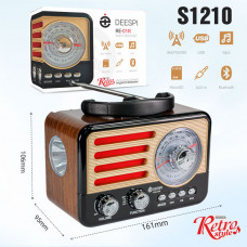 Радиоприемник deespi РЕТРО-стиль RE-01R BT/AM/FM/SW/USB/AUX/MicroSD. Ретро-стиль. 220V/50Hz. Питание 2хUM-1 (не входит в к-т) или 1х18650. Кабель Type-C в комплекте. FM 88-108 Mhz, AM 522-1620 Khz, SW1 5.9-18 МГц.