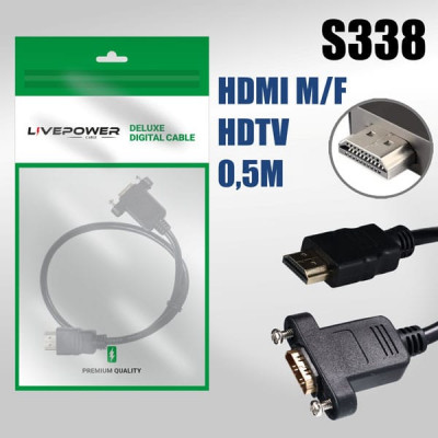 Кабель удлинитель HDMI H291 (M/F) с ушками, 0,5м