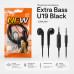 Наушники вкладыши Extra Bass U19 Black, блистер