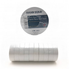 Изолента AKKOSTAR 0.13ммх18ммх20м, белый, кратно 10шт