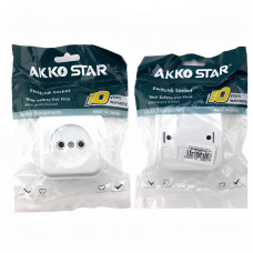Розетка электрическая AKKOSTAR одинарная наружная 250V/10A керамика, белый 68х70х45мм