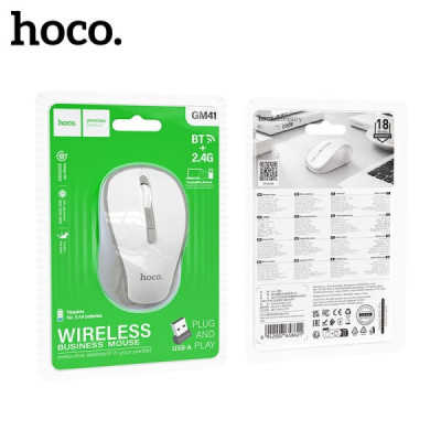 АКЦИЯ!!! Мышь беспроводная HOCO GM41 White. Продаеся КРАТНО 3ШТ!!! Метод подключения: 2.4G/Bluetooth (3.0+5.2). DPI: 800-1200-1600 (CPI: 800-1200-1600). Количество кнопок: 4.