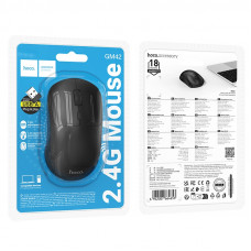 Мышь беспроводная HOCO GM42 Black. 2.4G Bluetooth. DPI: 800-1200-1600, 4 кн. Материал: ABS. Размер: 110х59х36мм.