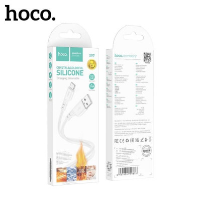 АКЦИЯ!!! Кабель Type-C HOCO X97 1м, 2.4A, силикон, White. Продается КРАТНО 20шт!!!