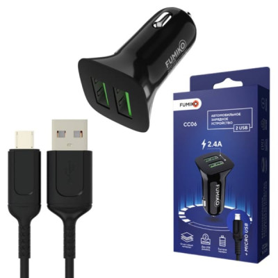 АЗУ-2USB Micro FUMIKO CC06 1м, 2.4А, черный