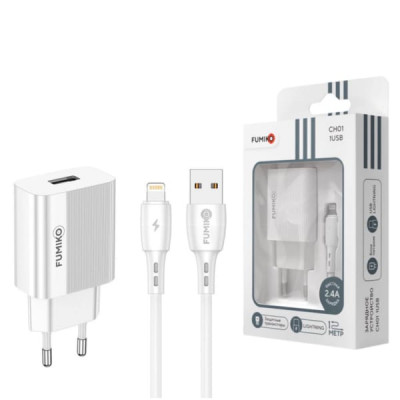 СЗУ-USB Lightning FUMIKO CH01 1м, 2.1А, White