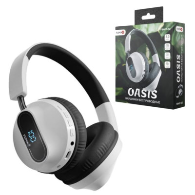 Гарнитура беспроводная полноразмерная Bluetooth FUMIKO OASIS, White. Время работы до 4 часов. Дистанция работы до 10м. Врмя зарядки до 2 часов. Диаметр динамика 40мм. Складная конструкция. Поддержка MicroSD. Встроенное радио. Проводное подключение AUX.
