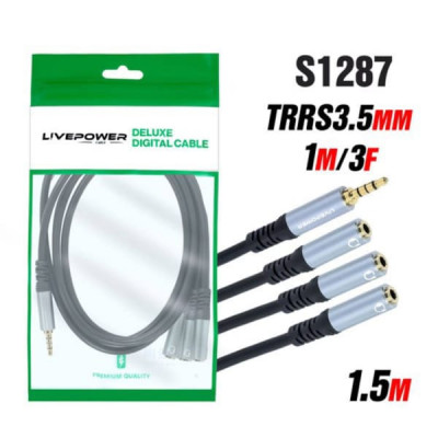 Кабель Аудио переходник 3,5 Jack (папа) - 2х3,5 Jack (мама) Live-Power Premium AY-342, 1,5м