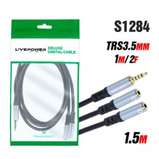 Кабель Аудио переходник 3,5 Jack (AM) - 2х3,5 Jack (AF) Live-Power Premium AY-332, 1,5м