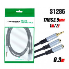 Кабель Аудио переходник 3,5 Jack (папа) - 2х3,5 Jack (мама) Live-Power Premium AY-342, 30см