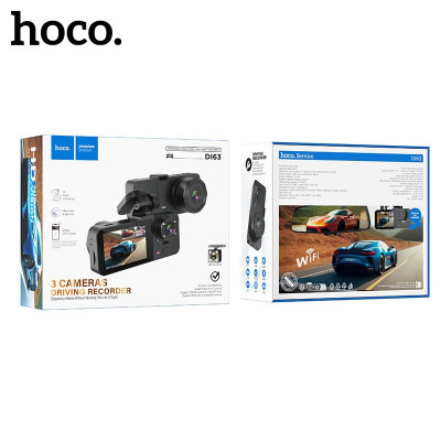 Видеорегистратор HOCO DI63 2 камеры+камера заднего вида (версия Wi-Fi). 2 дюйма. Емкость батареи 150 mAh. TF-карта до 128Гб