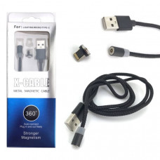 АКЦИЯ! Кабель Lightning магнитный 360 1м, шнуровой, Black. Продается КРАТНО 20шт!!!