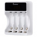 Зарядное устройство 4 слота Smartbuy 508 Ni-Mh/Ni-Cd AA/AAA автоматическое. Возможна совместная зарядка 1-4 аккумуляторов AA и AAA. Зарядка при помощи Type-C (шнур в комплекте). LED-дисплей с индикацией заряда. Ток заряда AA 1800mA, AAA 900mA.