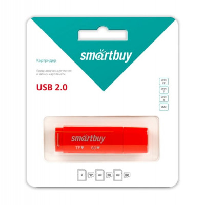 Картридер Smartbuy 715 USB 2.0 - SD/microSD, красный