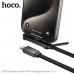 Кабель USB-C/USB-C HOCO U150 1,2м, 3A, 60W, плетеный, Black, угловой + складной держатель