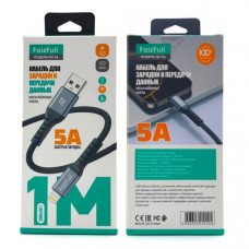Кабель Lightning FaizFull FR196 1м, 5A, нейлон, Black