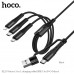 Кабель USB-A+USB-C/Lightning+Micro+USB-C HOCO X123 1м, нейлон, Black. При раздельной зарядке поддерживают 5В/2А; одновременная зарядка поддерживает максимальный ток 5 В/3 А. Не поддерживает зарядку ноутбуков или передачу данных.