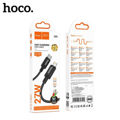 Кабель USB-C Lightning HOCO X89 2м, PD27W, нейлон, Black