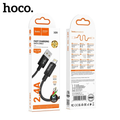 Кабель Lightning HOCO X89 2м, 2.4A, нейлон, Black