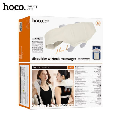Массажер для плеч и шеи HOCO HP52 Beige. Пост. ток 7.4В. Мощность 10Вт. Емкость акб 1800мАч, 18650. 5В/2А. Время массажа: 10 мин за сеанс, примерно 10 сеансов за цикл. 3 уровня интенсивности. 2 режима массажа: разминание и вращение. Инфракрасная термотера
