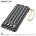 Внешний аккумулятор 10000 mAh Borofone DBT30 Black. Емкость: 10000 mAh 37Wh. Номинальная емкость 5900 mAh (5V Typ 2A). Вход: USB-C: 5V/2A. Кабель USB-A: 5V/2A. Выход: USB-A: 5V/2.1A. Кабель iP/USB-C/Micro USB: 5V/2.1A. Общий выход: 5V/2.1A Max.