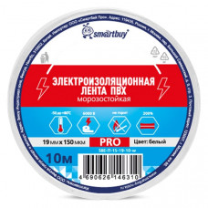 Изолента Smartbuy Pro, 0.15х19мм, 10 метров, белая (кратно 5шт)